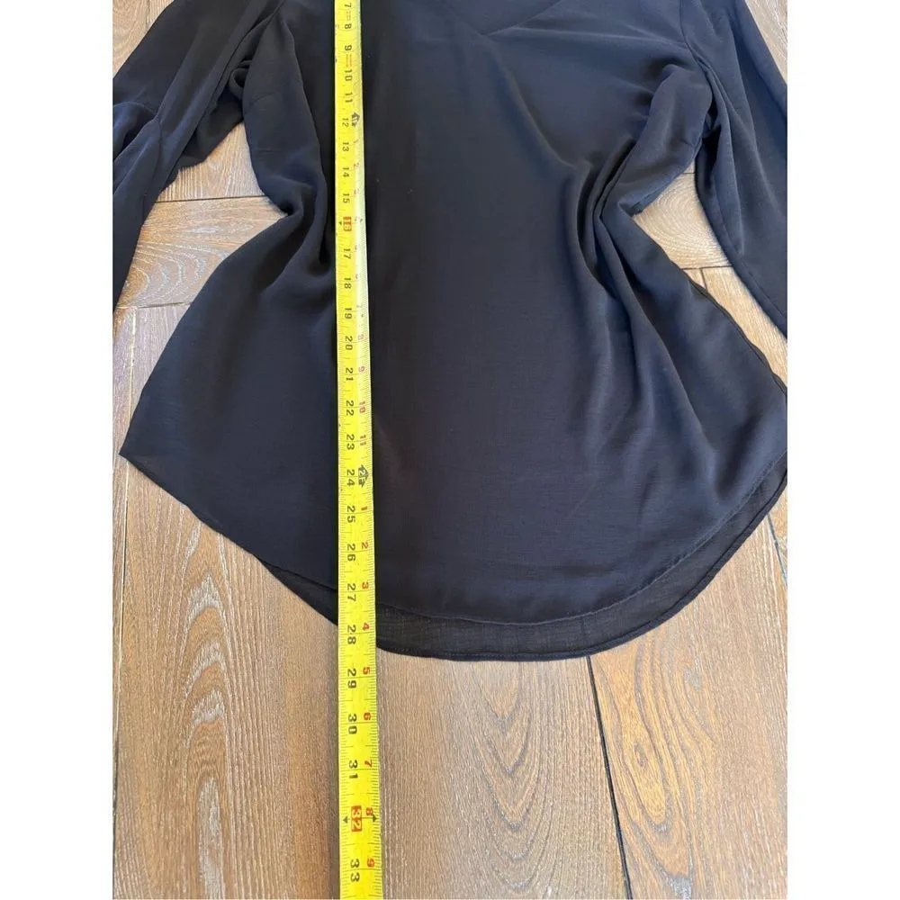 Iris Setlakwe Black Sheer Blouse 3/4 Flutter Sleeve Size 8 - Image 6