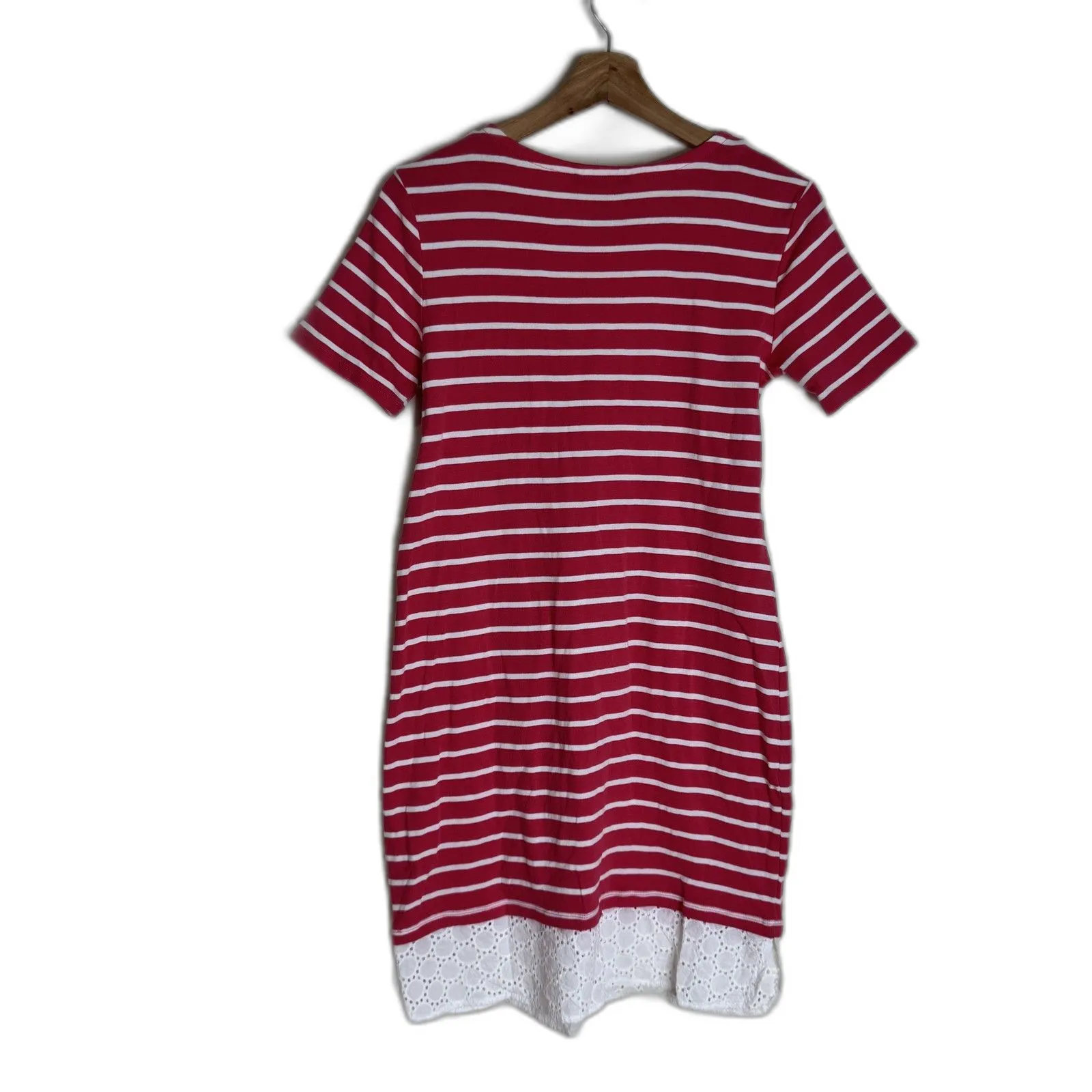 Tommy Hilfiger Dress Womens Large Striped Eyelet Hem Short Sleeve Summer Casual - Image 10