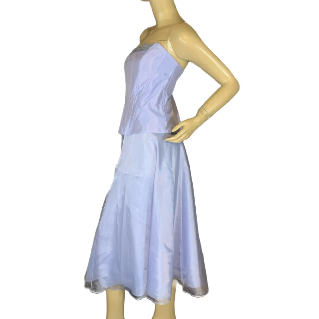 VINTAGE Y2K LAVENDER PURPLE STRAPLESS BODICE & FULL SKIRT FORMAL WEAR SET (8) - Image 4