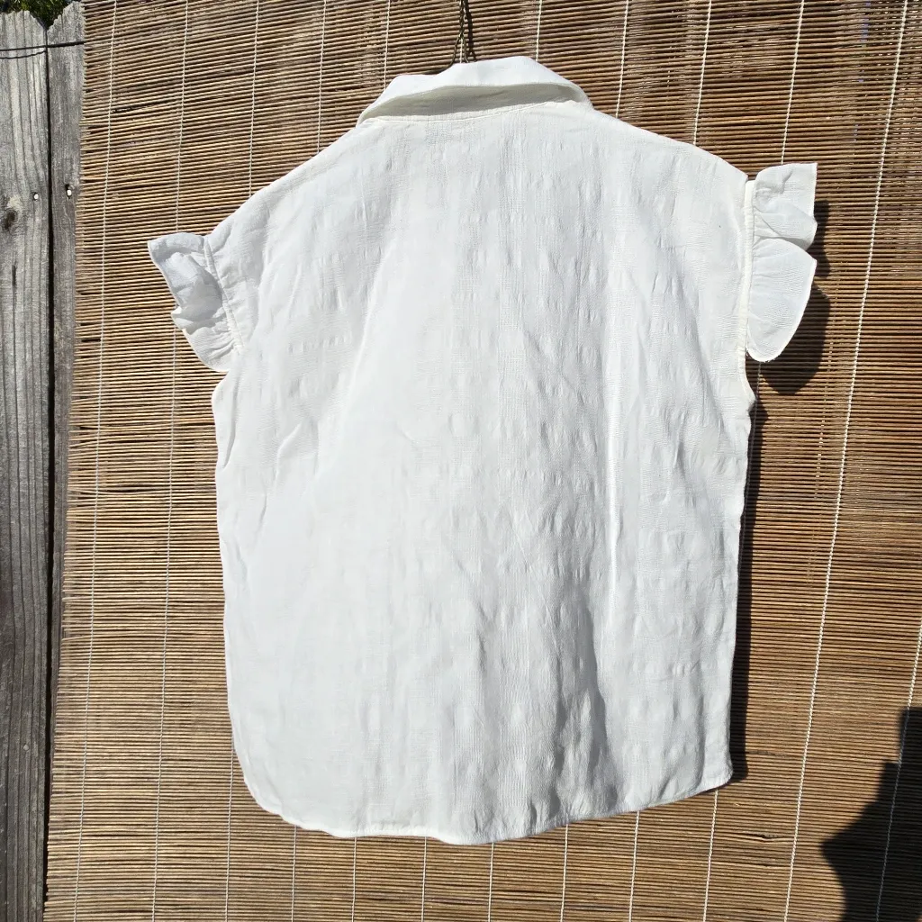 IRO jeans ecru colored ruffle Cotton blouse size XS - Image 11