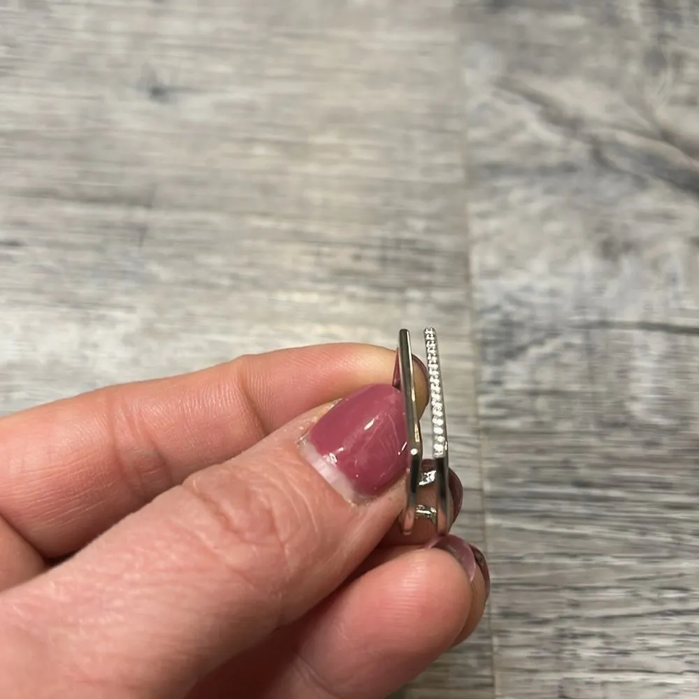 Touchstone Crystal by Swarovski silver open double band ring Silver - Image 7