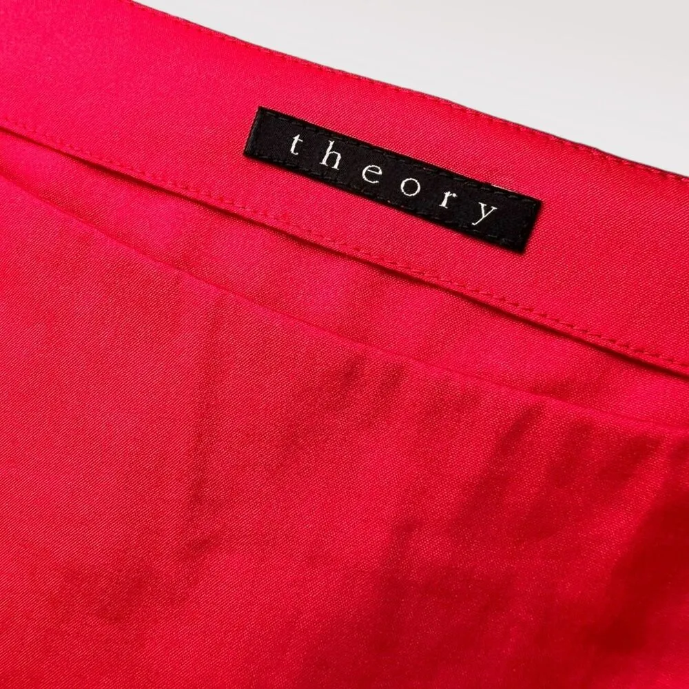 Theory Analba Red Knee Length Dress Cap Sleeve Belted Small ❗️FLAWED❗️ - Image 4