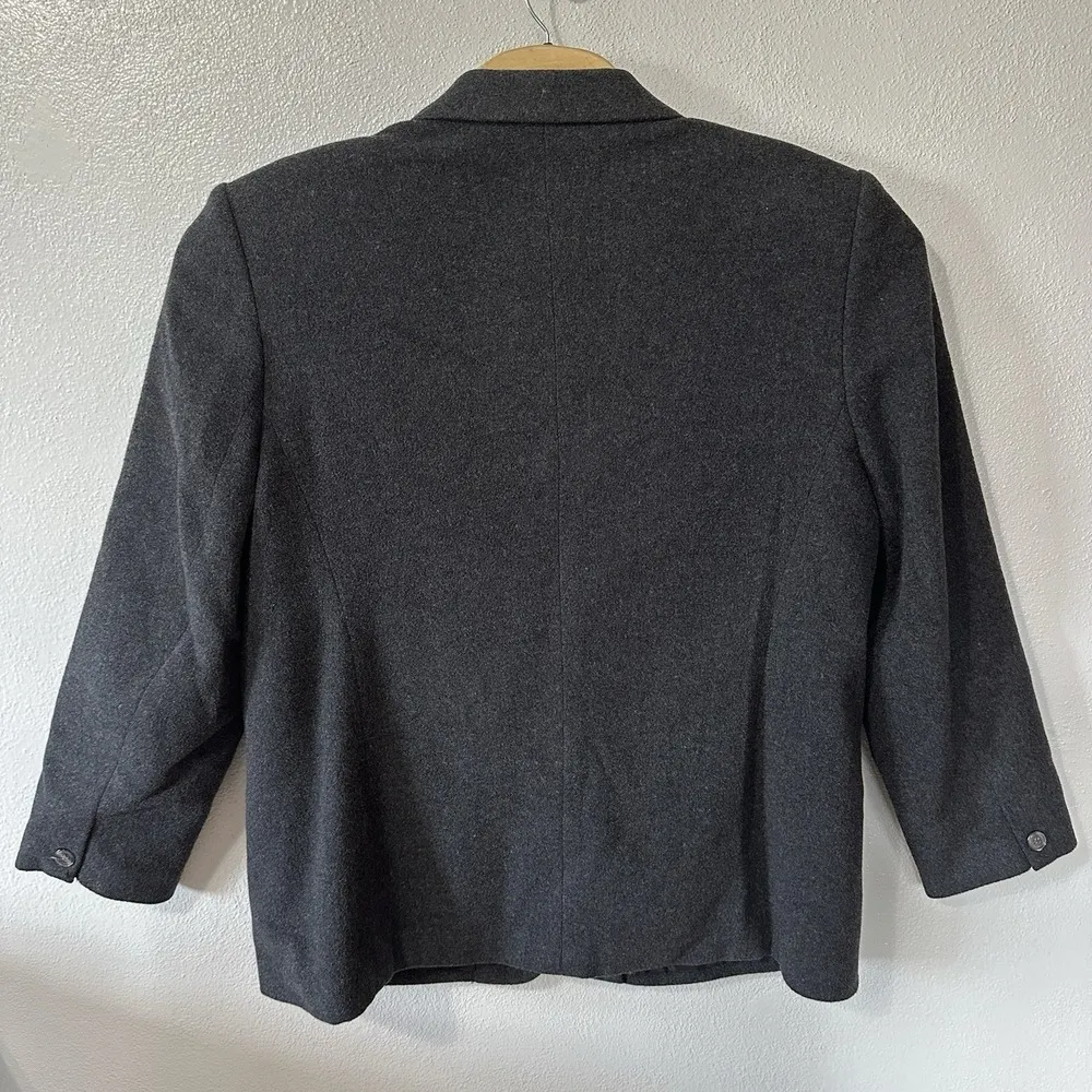 Vintage Talbots Women' 18 Charcoal Wool Cashmere Blazer Classic Old Money Preppy - Image 4