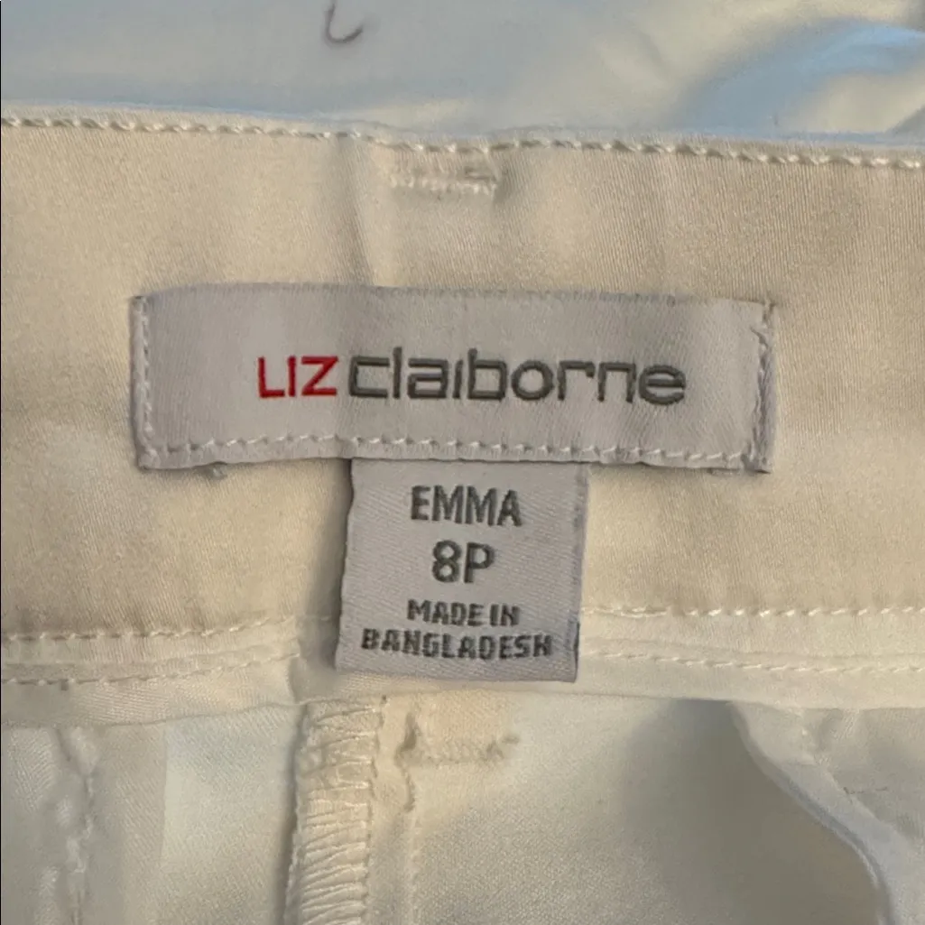 Liz Claiborne Emma Womens Classic White Fit Flare Trouser 8 Petite 8P - Image 4