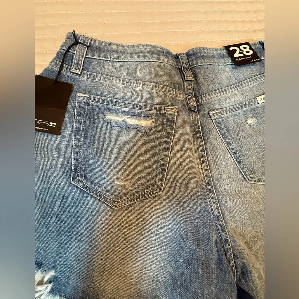 Joe's high rise denim‎ jean cut off button front shorts distressed size 28. NWT - Image 5
