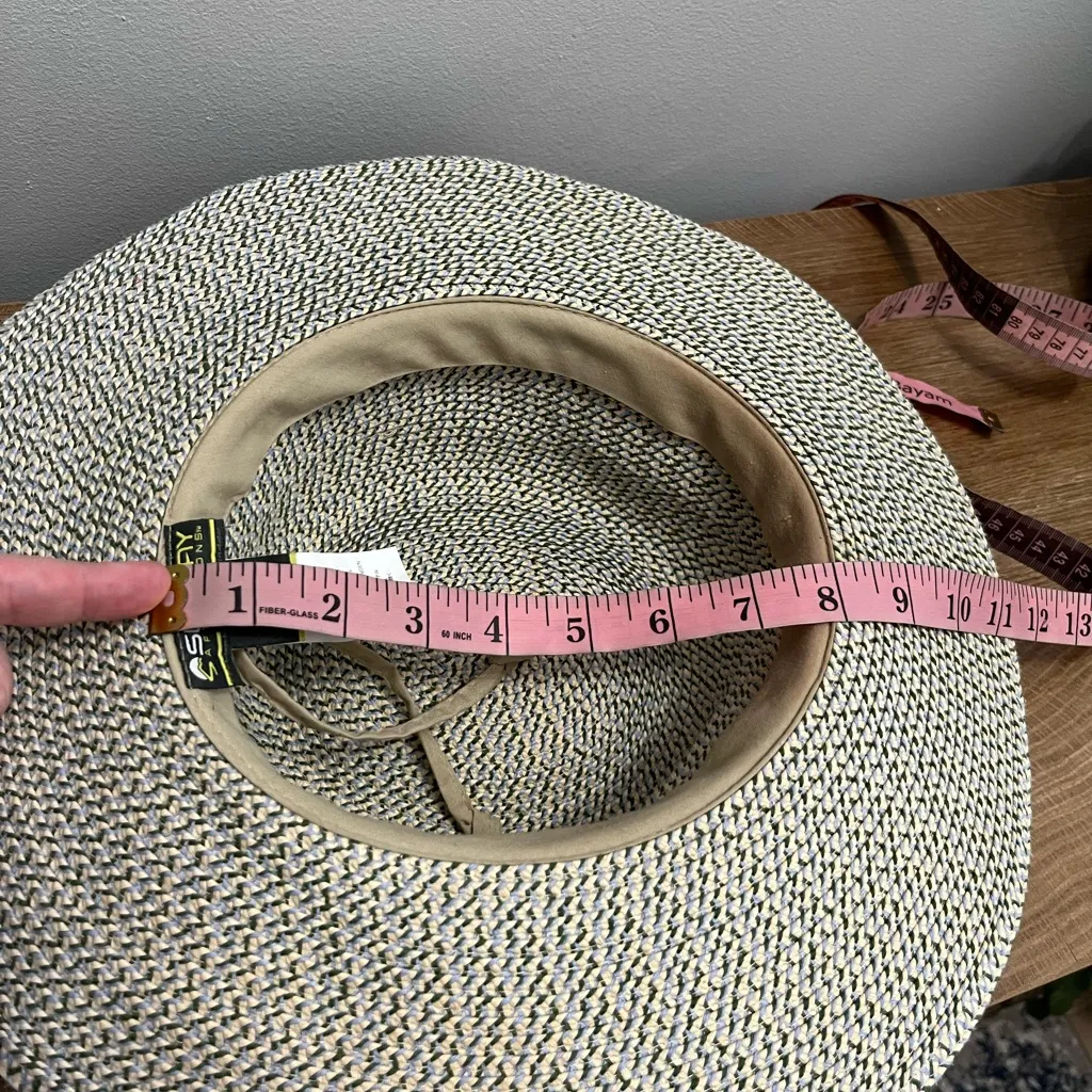 Sunday Afternoons Woven Sun Hat Beaded Band Neutral Straw Style Size M Green - Image 8