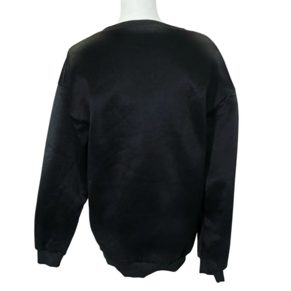 Detroit Sweatshirt Womens Crew Neck Fleece Lined Black Pink Medium Black Pink - Image 8