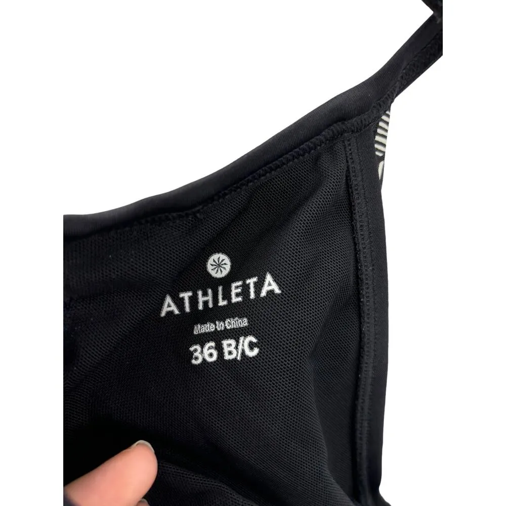 Athleta Swim Top Womens 36 B/C Laguna Side Scrunch Tankini Tank Black White - Image 6