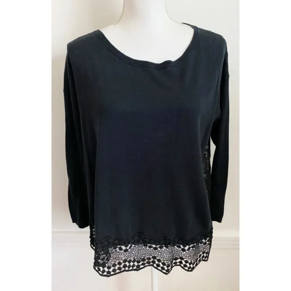 Joie • Black Jenka Lace Eyelet Mesh Back Blouse - Image 3