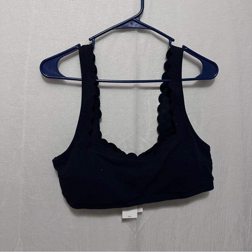 Jessica Simpson Black Scalloped Bralette Bikini Top Square Neck Women XL - Image 3