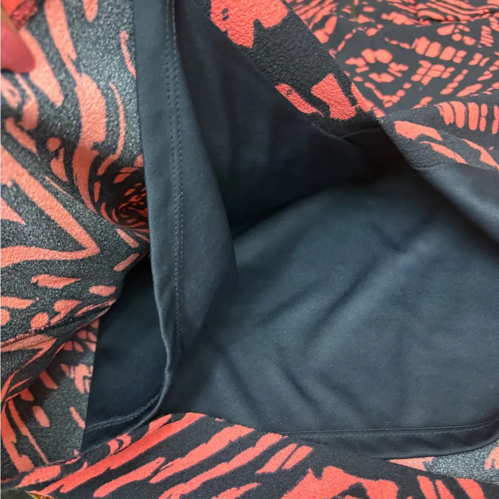 Maggy London Abstract Print Long Sleeve Midi Dress Size 10 Black Coral Geometric - Image 11