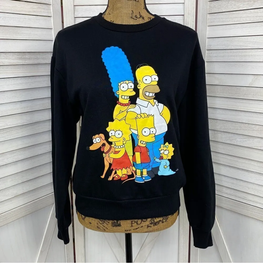 Zara The Simpsons Graphic Print Sweatshirt Black Small - Image 2
