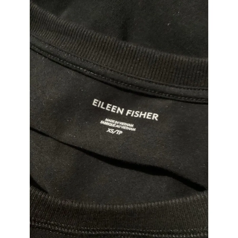 Eileen Fisher Traceable Organic Cotton Crewneck Long Sleeve Mini Dress Black XS - Image 5