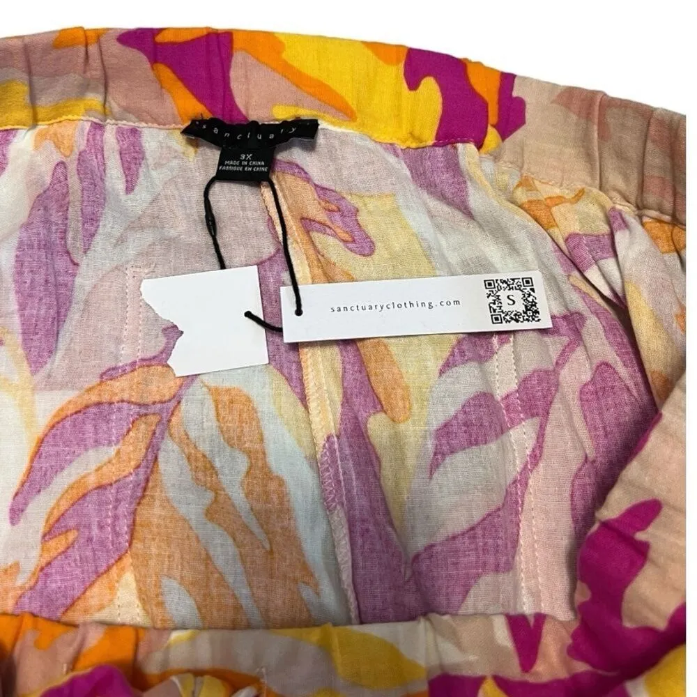 Sanctuary Nordstrom Floral Drawstring Cotton Shorts Women Size 3X Beach Vacation - Image 5