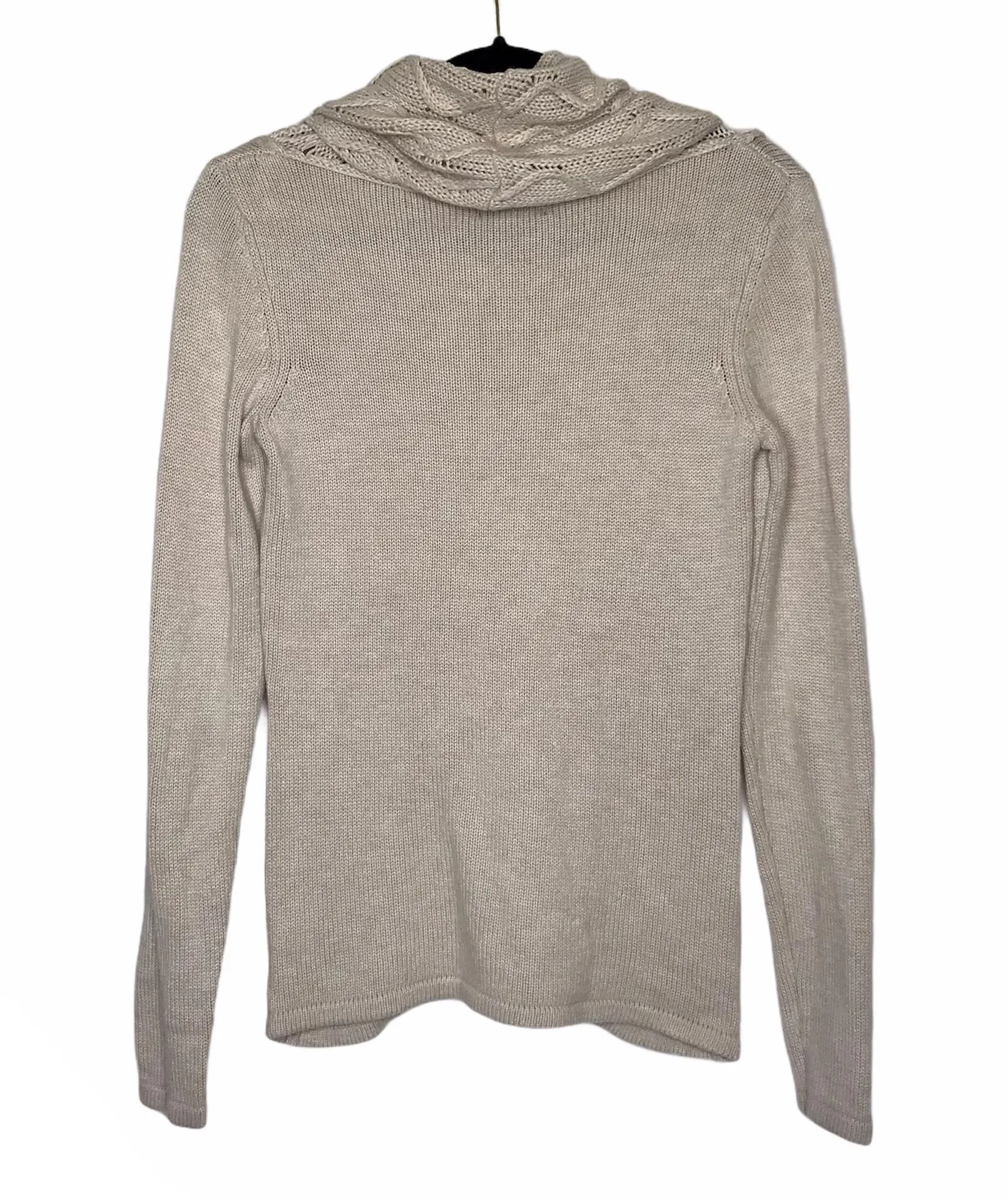 -Beige Cowl Neck Sweater-XS - Image 2