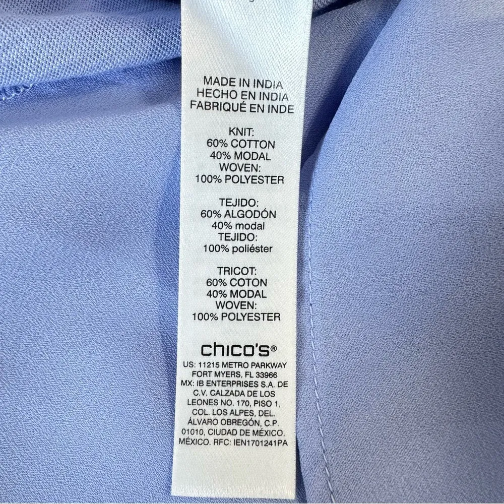 Chico’s Periwinkle Lavender Slub Knit Sheer Bottom Panel Flutter Hem Tunic 1/M - Image 10