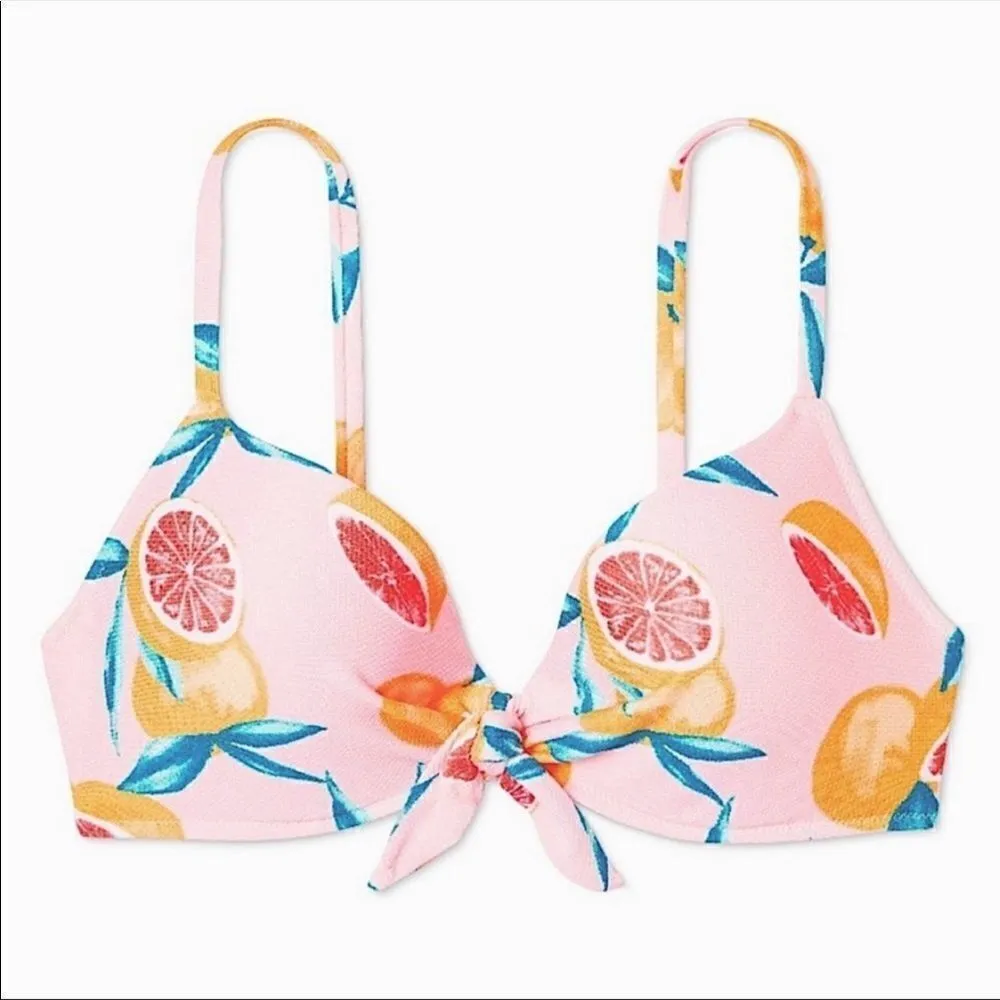 NWT Shade & Shore Grapefruit Tropical Pink Orange Peach Bikini Top Size 36C - Image 3