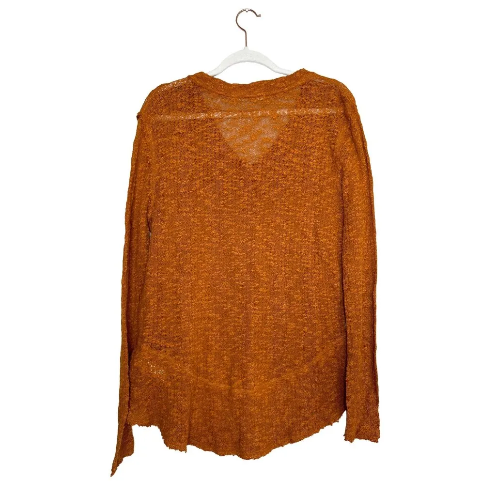 Free People Ocean Air Hacci Top Size Small Lightweight Sweater Rust Orange - Image 6