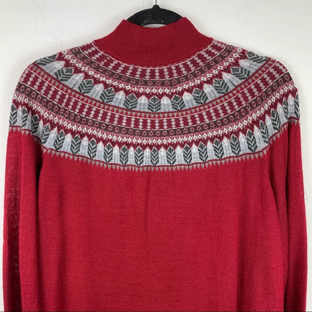 Woolrich Women's XL Acrylic Merino Wool Full Zip Fair Isle Lightweight Sweater - Image 6