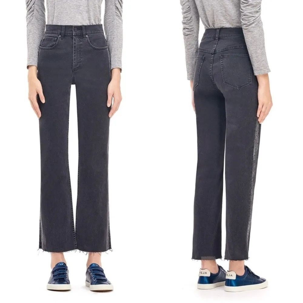 Rebecca Taylor LA VIE Distressed Black Jeans Glitter Striped Size 25 Grunge Punk - Image 2