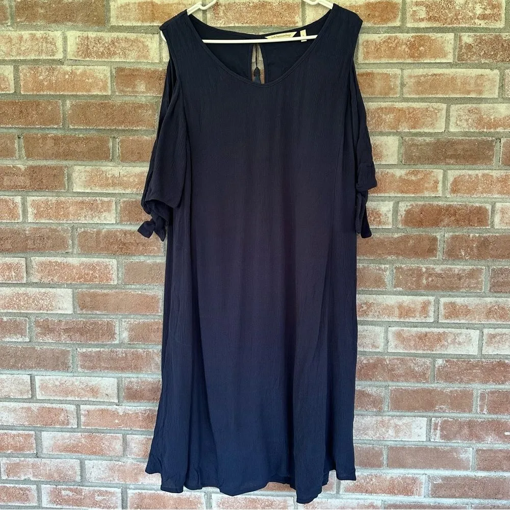 Soft Surroundings Destin Gauze Knee Length Dress Women’s Large Cold Shoulder - Image 2