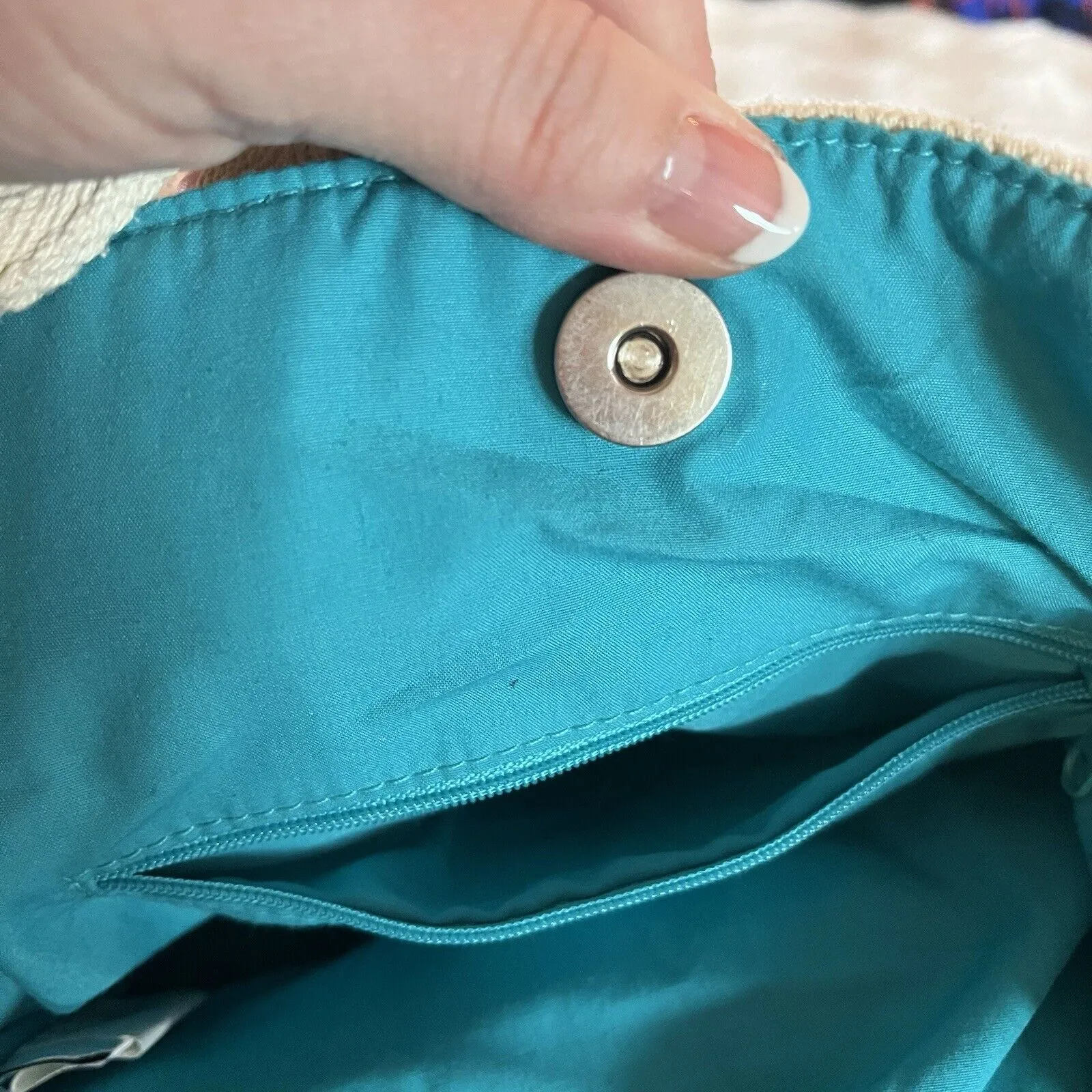 Disney Park Minnie Mouse CanvasTote Bag/Beach Bag/Purse  14x13, Beige Embroider - Image 11