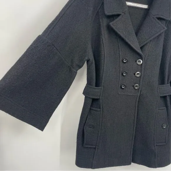 Sandro 100%‎ Wool Double Breasted Bell Sleeve Pea Coat Size XL - Image 4