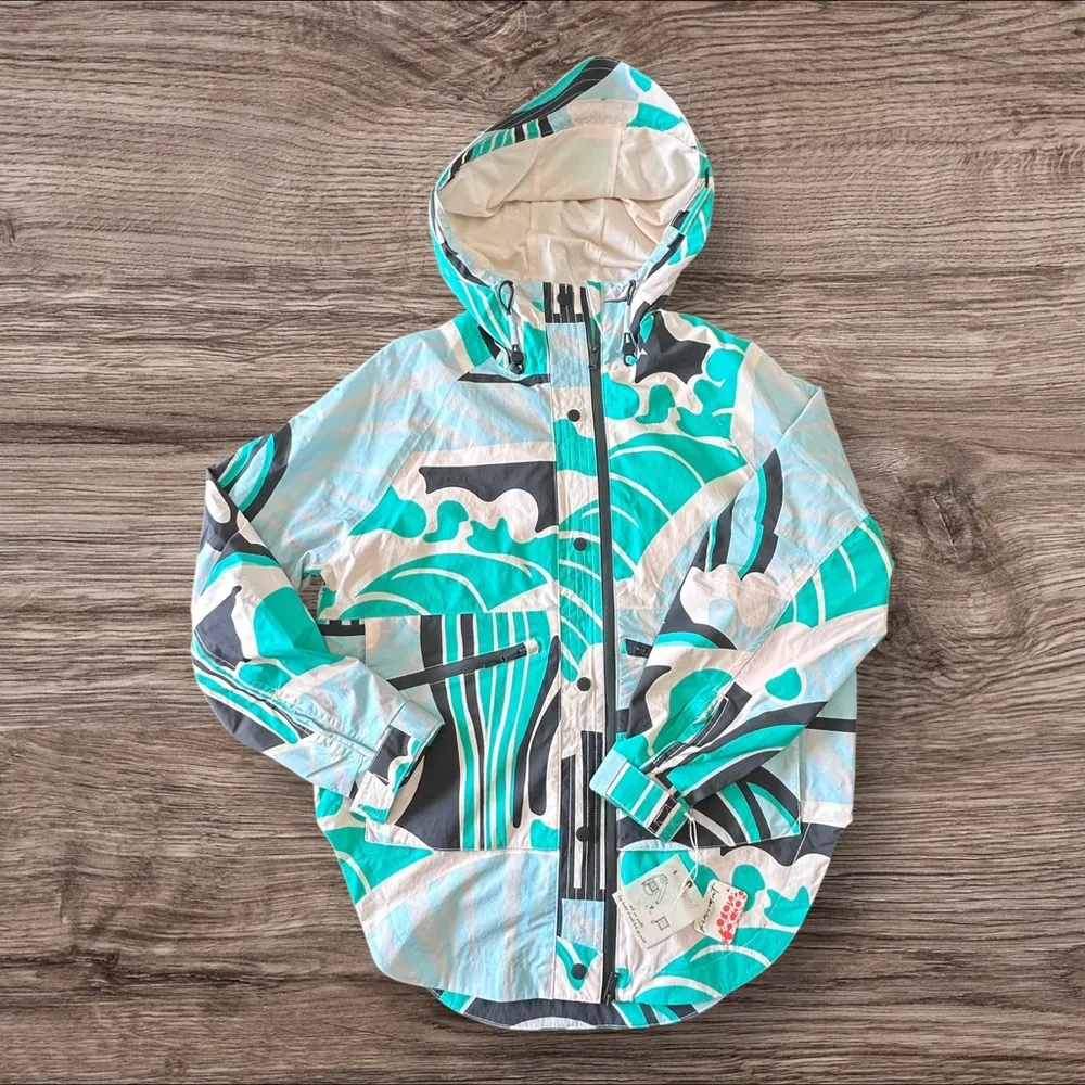 #21 NWT Free People Singin' In The Rain Printed Packable Jacket in Wave Runner - Image 6