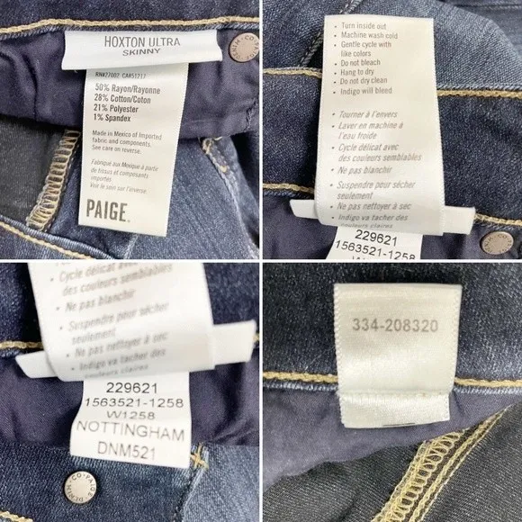 Paige Denim Hoxton Ultra Skinny Mid-Rise Jeans Nottingham Dark Wash Size 26 | 2 - Image 13