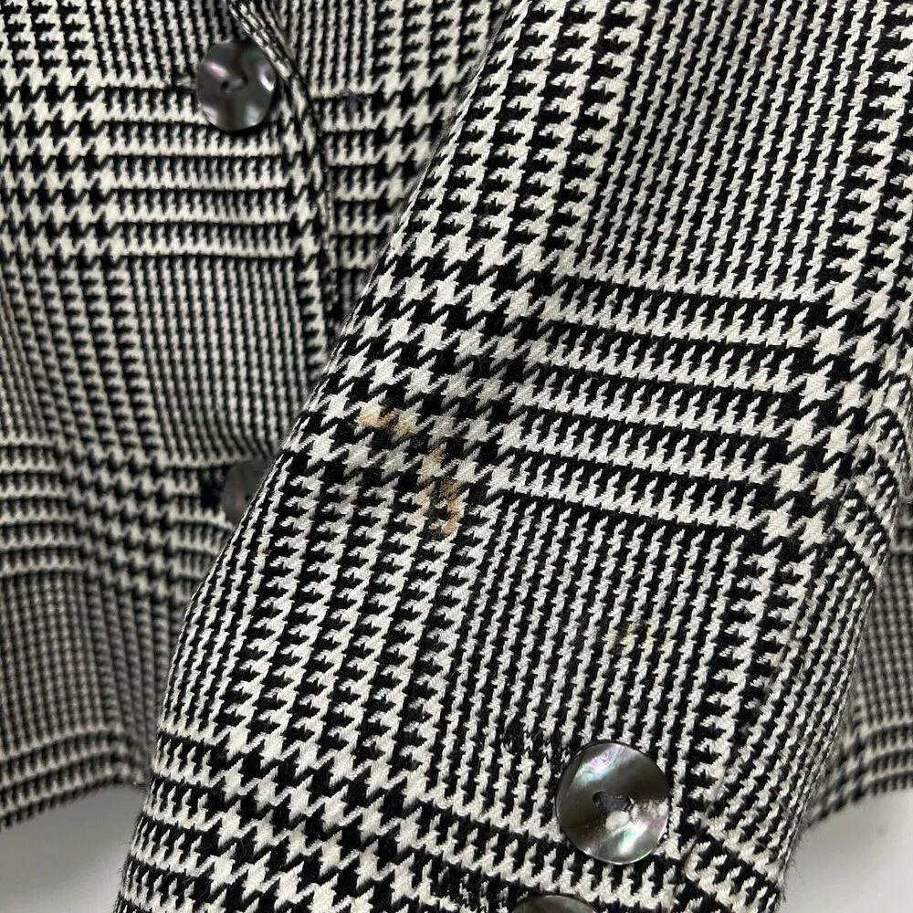Augustus by Andrew Morgan houndstooth Blazer Jacket 90's Vintage Academia size 6 Black - Image 7