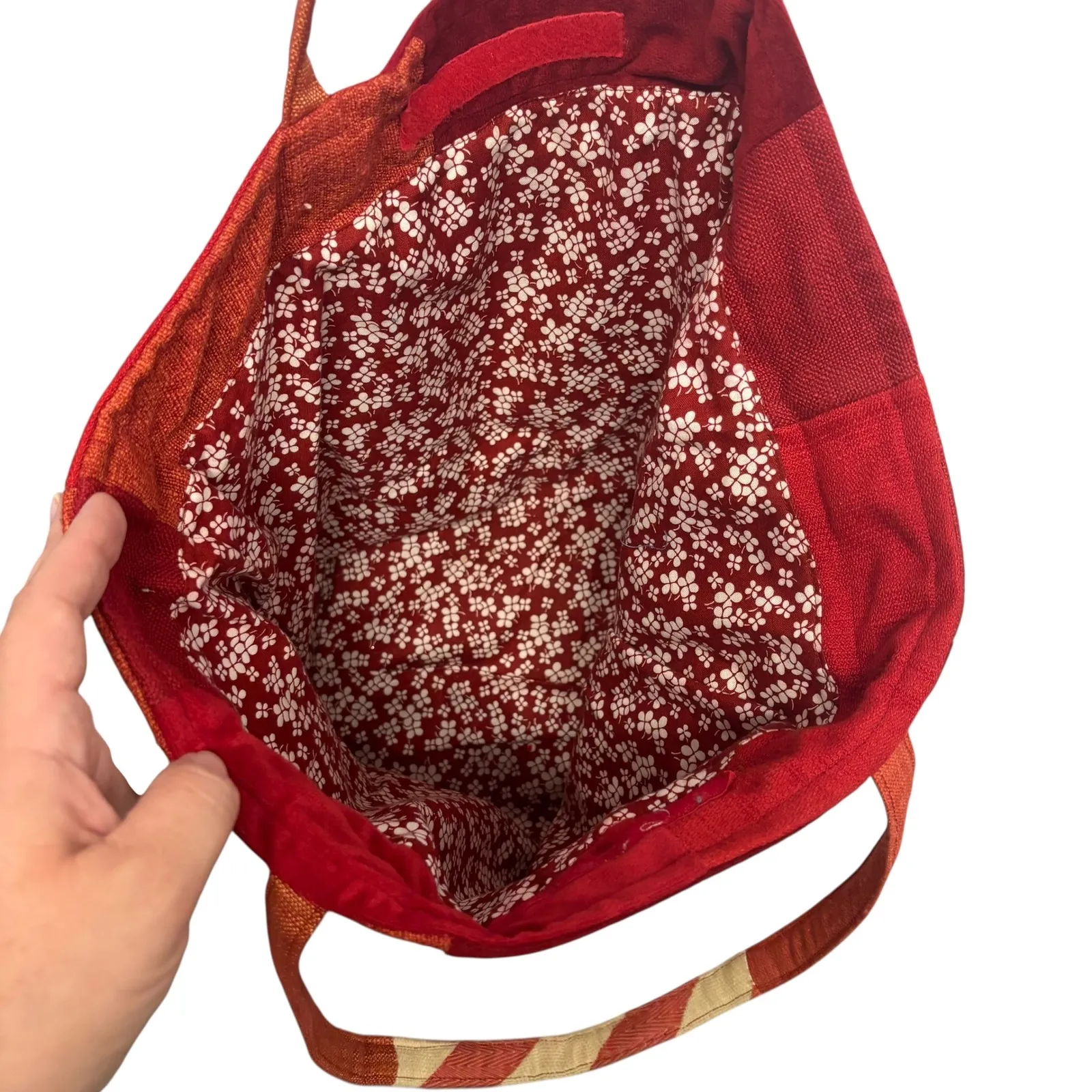 Patchwork‎ Tote Bag Unique Colorful Shoulder Bag Purse Women's Red - Image 6