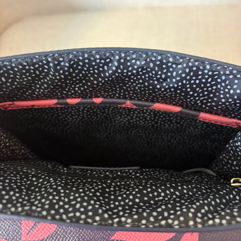 41 Hawthorn Blue and Pink Floral Faux Leather Flap Backpack NEW WITH TAGS - Image 9