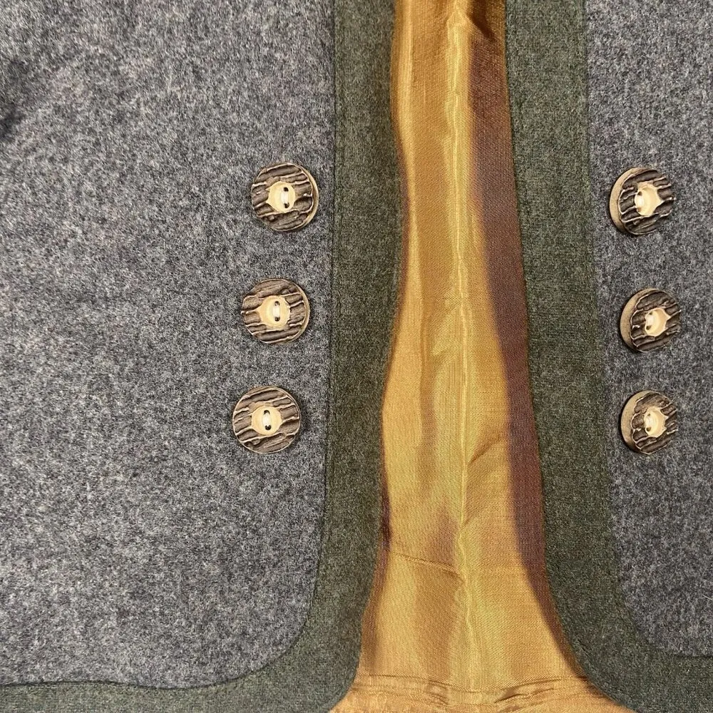 Vintage ROSE DIRNDL Gray Boiled‎ Wool Women Austria Hunting Riding Vest Size 46 - Image 2