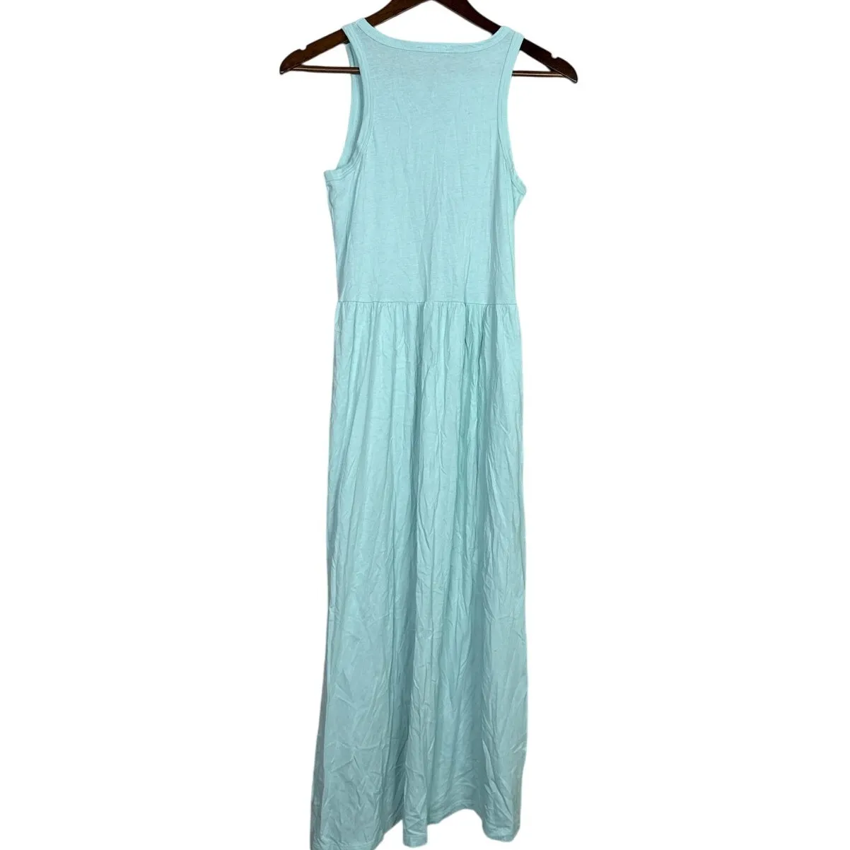 J. Crew Sleeveless Lightweight Knit Tank Maxi Dress Boat Neck XXS Azure Blue - Image 14