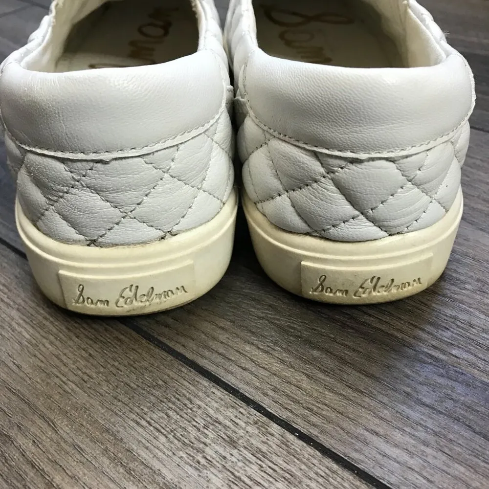 Sam Edelman Women’s Ezzie Leather Slip On Sneakers Size 7M Quilted Loafers EU 37 - Image 8