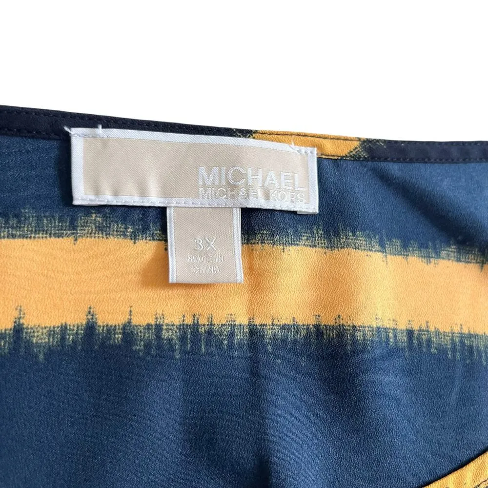 Michael Kors Navy Westcliff Striped Side Tie Dolman Short Sleeve Blouse Plus 3X - Image 3