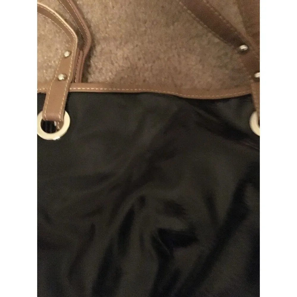 Nine West Women's Faux Leather Handbag Purse Shoulder Bag Tan Black - Image 7