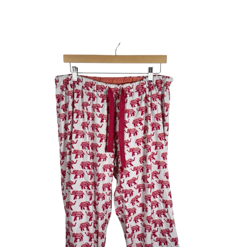 World Market Women’s Cotton Elephant Pattern Pajama Pants White/Pink L/XL White Size undefined - Image 4