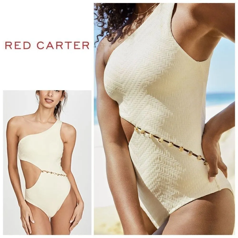 New. Red Carter Asymmetric ivory swimsuit. MSRP $162. Medium - Image 2
