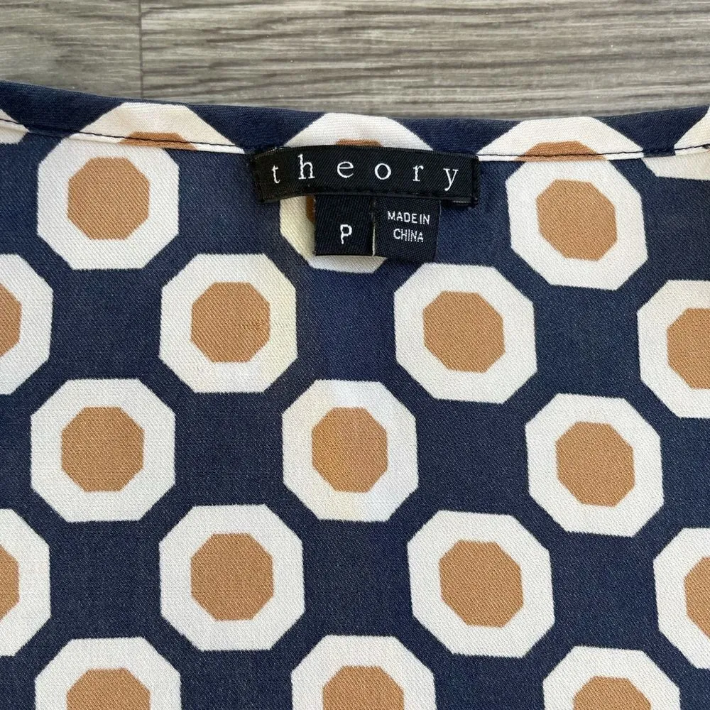 Theory Silk Geometric Print Tank sz P - Image 4