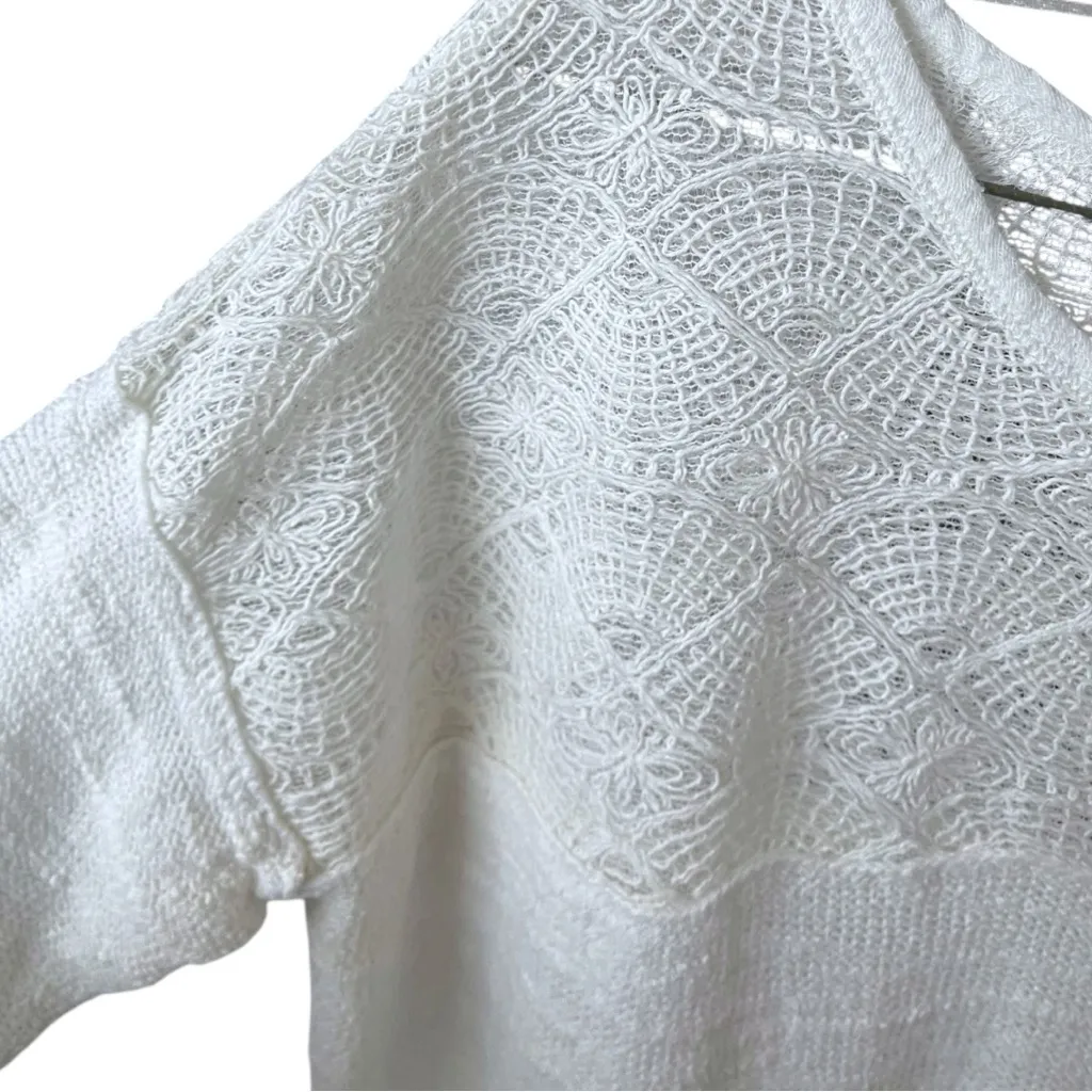 Free People Kristobel Peplum Textured Knit Woven Long Sleeve Flowy Top Large - Image 4