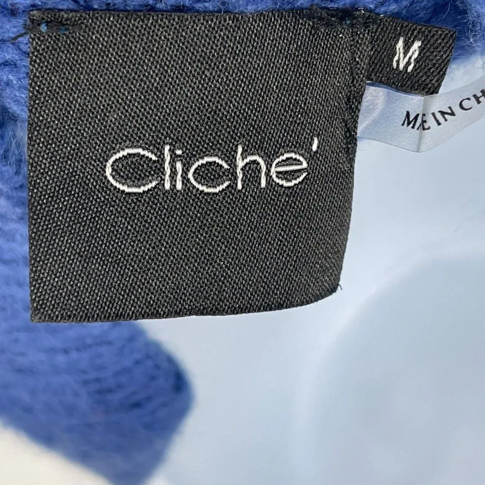 Cliche Mock Neck Colorblock Striped Wool Knit Long Sleeve Sweater Top Medium - Image 5