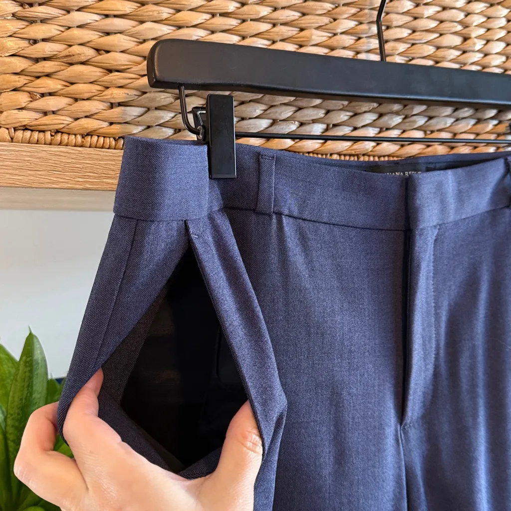 Banana Republic Logan Stretch Wool Mid-Rise Blue Woven Dress Pant Trouser, 12 - Image 4