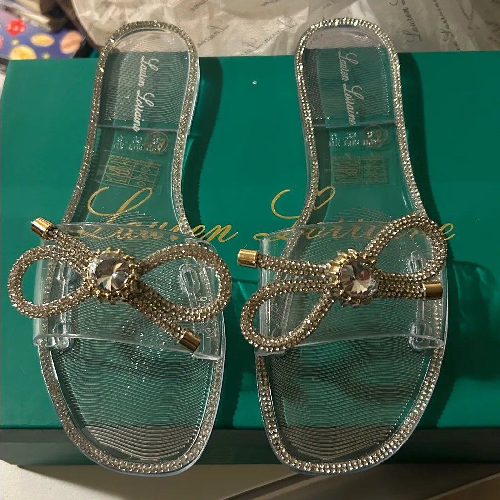 Breeze Clear Stone Lauren Laraine Sandal Slides Size 7.5 Silver - Image 3