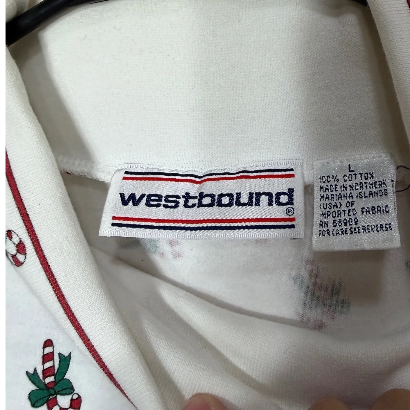 Westbound White Christmas Candy Cane Print Mock Neck Long Sleeve Top Size L - Image 6