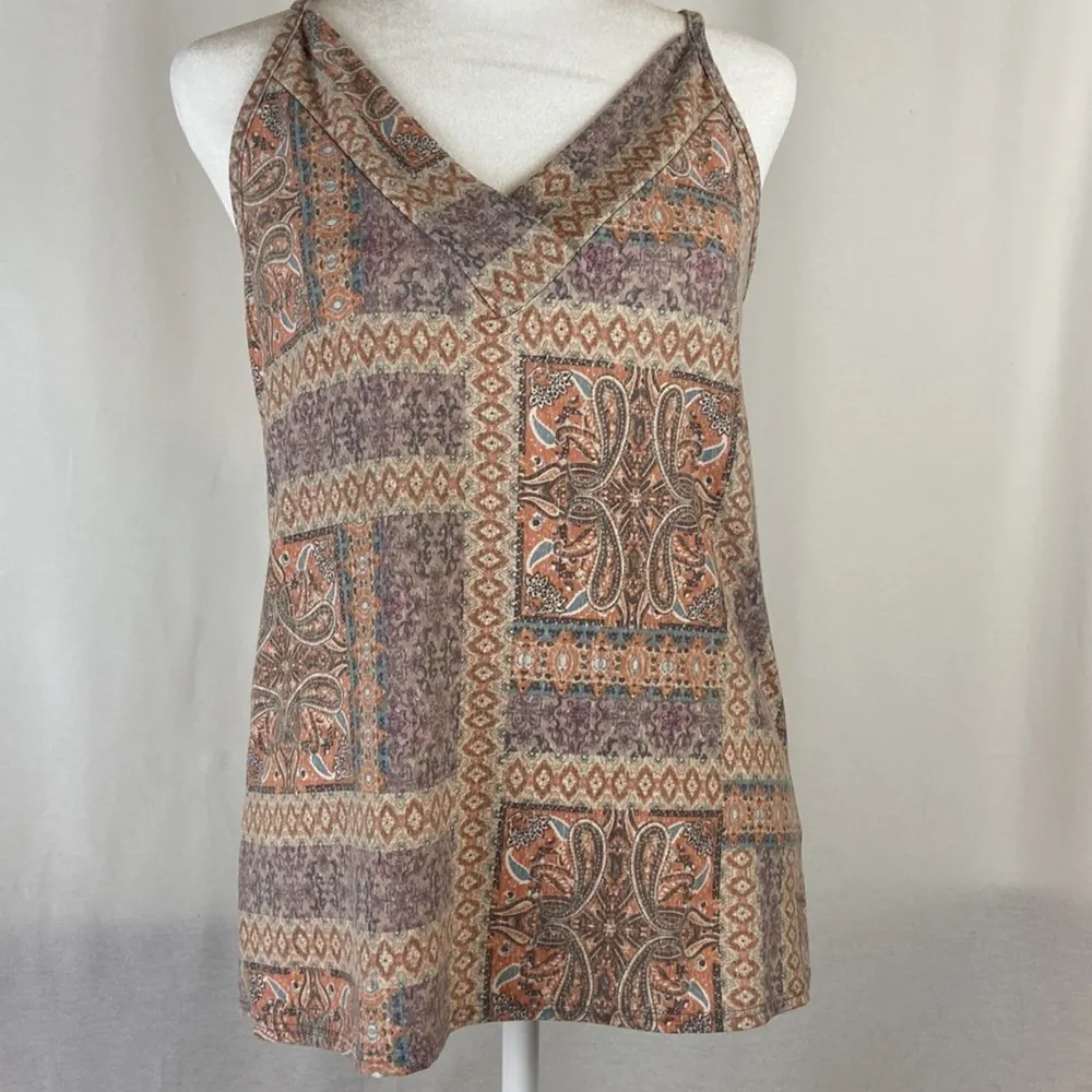 V-Neck Cami Rust Paisley Aztec Patchwork Print Twenty Second Size Small NEW - Image 8