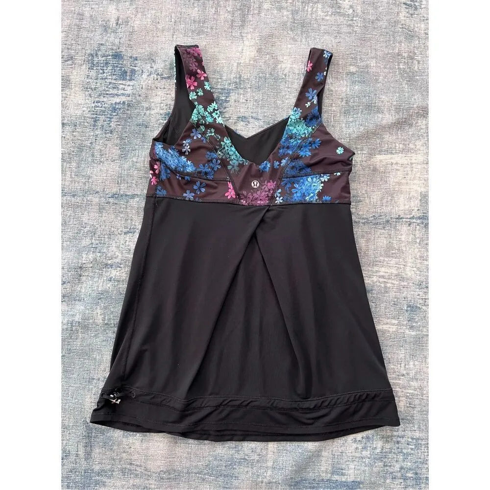 Lululemon Black Petal Pop Floral Multi Tame Me Athletic Tank Top Size 6 - Image 2