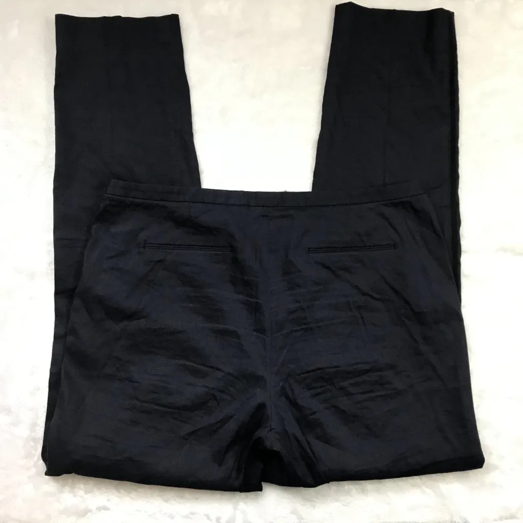 Elie Tahari Women's Linen Blend Dress Pants Trousers Navy Black‎ Women's Size 12 - Image 8