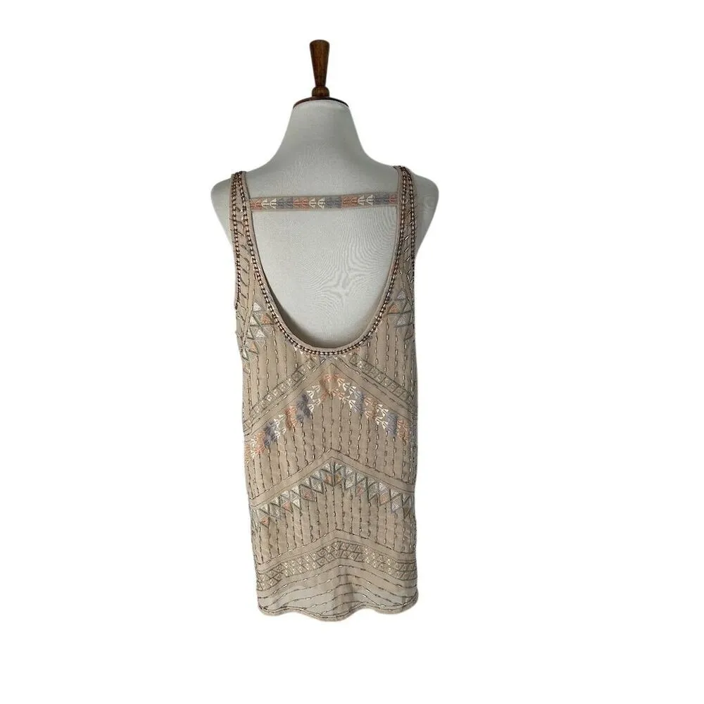NWOT Free People Tribal Arrows Embellishment Beaded Shift Dress, size M - Image 7