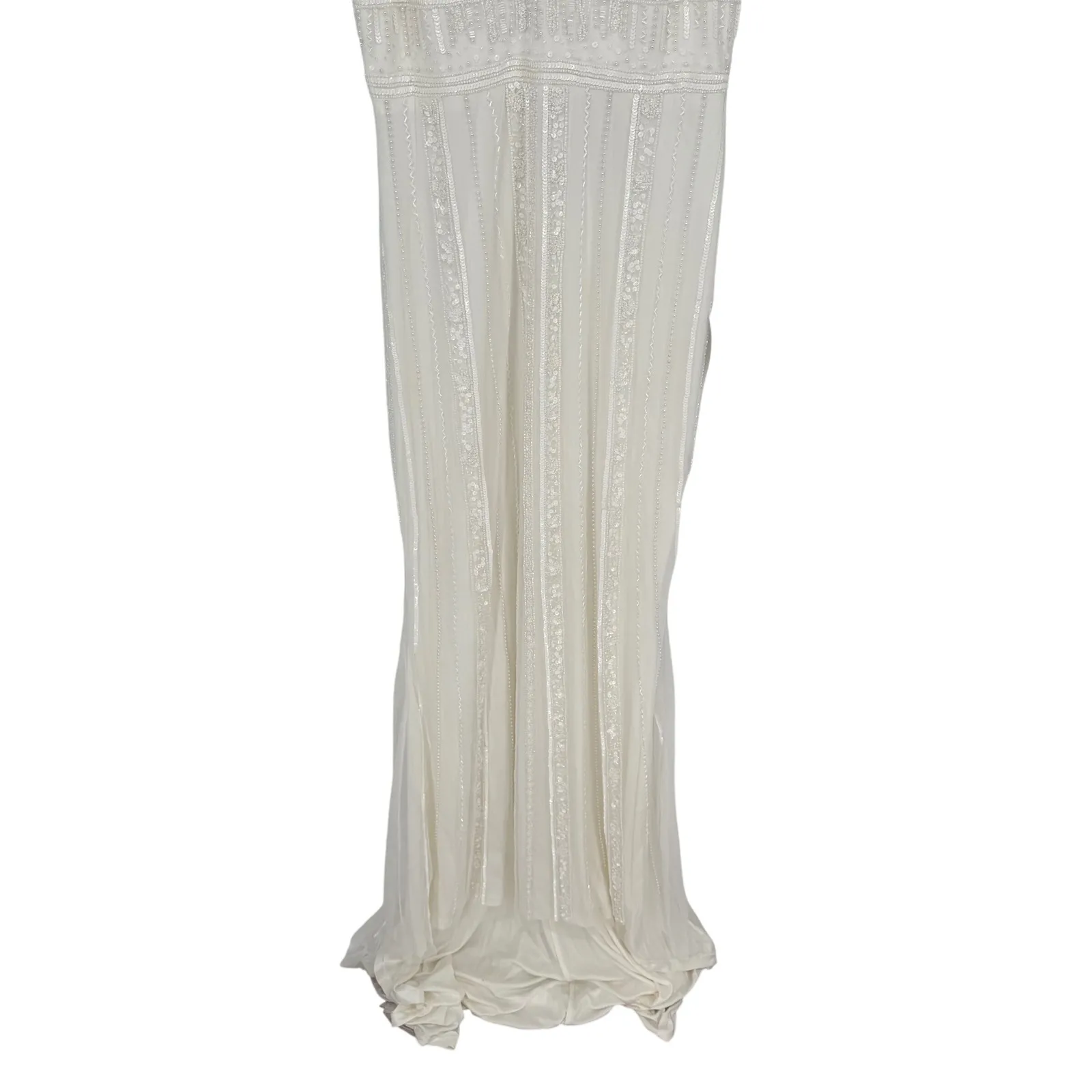 Lulus Stunning Vow White Beaded Sequin Maxi Dress Size L Size L - Image 6